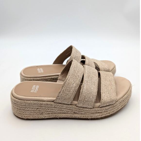 Eileen Fisher Mayla Jute Wedge Espadrille Sandal Women's Natural Size US8 EU38.5 - Picture 4 of 12